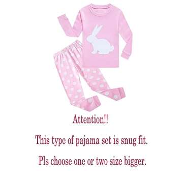 Little Girls Bunny Easter Pajamas 100% Cotton Pink Pjs Sleepwear for Kid 7
