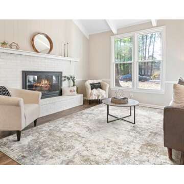 UERMEI 8x10 Area Rug Living Room Rugs - Washable Neutral Modern Abstract Soft Thin Large Rug Indoor ...