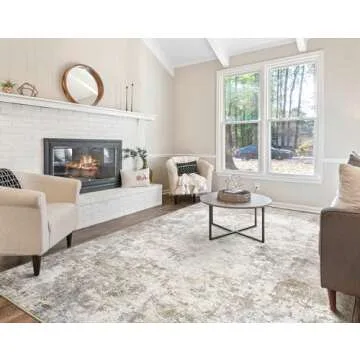 UERMEI 8x10 Area Rug Living Room Rugs - Washable Neutral Modern Abstract Soft Thin Large Rug Indoor ...