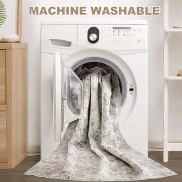 UERMEI 8x10 Area Rug Living Room Rugs - Washable Neutral Modern Abstract Soft Thin Large Rug Indoor Floor No Slip Rug Carpet for Bedroom Under Dining Table Home Office Decor - Brown Grey