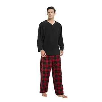U2SKIIN Men's Plaid Pajama Set with Pockets