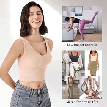 Eleplus 4 Pieces Comfy Cami Bra for Women Crop Top Yoga Bralette Longline Padded Lounge Bra Pack of ...