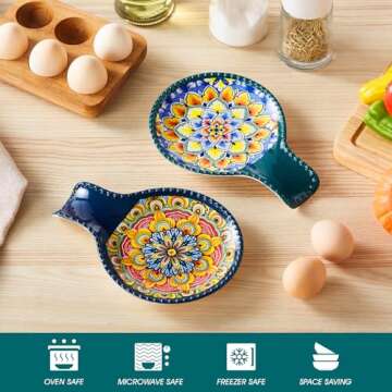 vancasso Ceramic Spoon Rest Sets of 2 for Stove Top, 7.7 Inch Cooking Spoon Holder for Kitchen Counter Decor, Spoon Holder for Coffee Spoon Rest, Spoon Cradle, Spatula, Spoons or Tongs, Dark