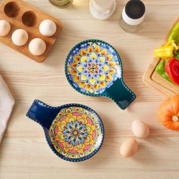 vancasso Ceramic Spoon Rest Sets of 2 for Stove Top, 7.7 Inch Cooking Spoon Holder for Kitchen Counter Decor, Spoon Holder for Coffee Spoon Rest, Spoon Cradle, Spatula, Spoons or Tongs, Dark