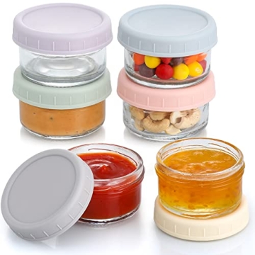 VITEVER 6 Pack Glass Containers with Colorful Leakproof Lids