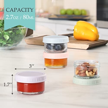 VITEVER 6 Pack Glass Containers with Colorful Leakproof Lids