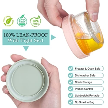 VITEVER 6 Pack Glass Containers with Colorful Leakproof Lids