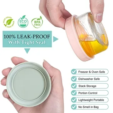 VITEVER 6 Pack Glass Containers with Colorful Leakproof Lids