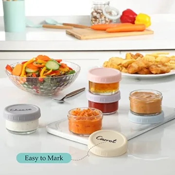 VITEVER 6 Pack Glass Containers with Colorful Leakproof Lids