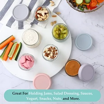 VITEVER 6 Pack Glass Containers with Colorful Leakproof Lids