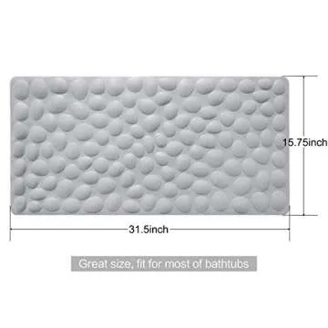 Non-Slip Bathtub Mat OTHWAY Soft Rubber Bathroom Bathmat with Strong Suction Cups (Grey)