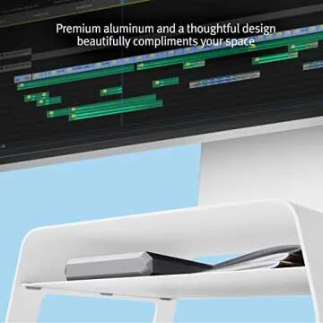 Twelve South Curve Riser Monitor Stand | Ergonomic Desktop Stand with Storage Shelf for iMac and Displays, Matte White
