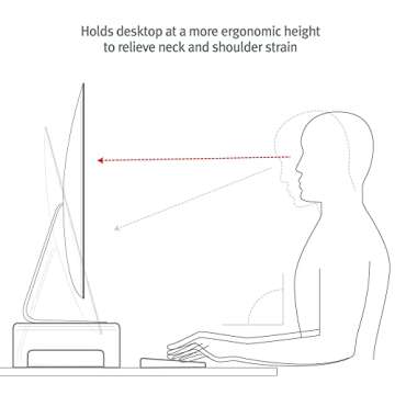 Twelve South Curve Riser Monitor Stand | Ergonomic Desktop Stand with Storage Shelf for iMac and Displays, Matte White