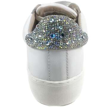 ARIDER Girl Women's Rhinestone Embellished Low Top Lace-Up Fashion Casual Sneakers