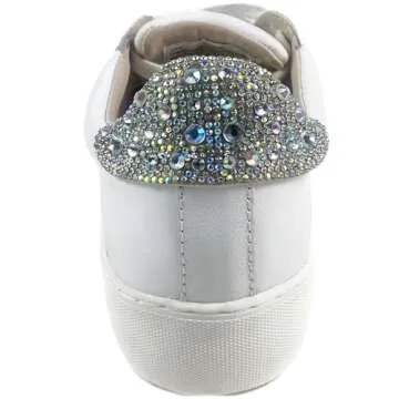 ARIDER Girl Women's Rhinestone Embellished Low Top Lace-Up Fashion Casual Sneakers