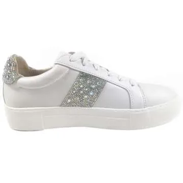 ARIDER Girl Women's Rhinestone Embellished Low Top Lace-Up Fashion Casual Sneakers