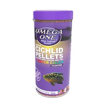 Omega One Super Color Floating Cichlid Pellets, 6mm Medium Pellets, 6.4 oz