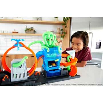 Hot Wheels City Toy Car Track Set, Ultimate Octo Car Wash Playset & Color Reveal Car in 1:64 Scale, ...