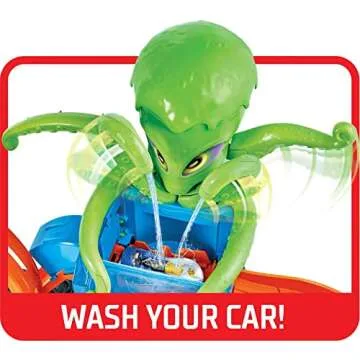 Hot Wheels City Toy Car Track Set, Ultimate Octo Car Wash Playset & Color Reveal Car in 1:64 Scale, Repeat Color Change in Very Warm & ICY Cold Water