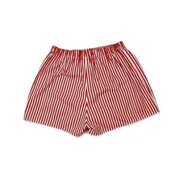 FOMOYUU Women's Striped Shorts Ruffle Hem Mini Shorts Elastic High Waisted Straight Leg Summer Beach...
