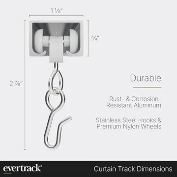 EverTrack Curtain Track Ceiling Mounted - Made in USA - 12 Feet