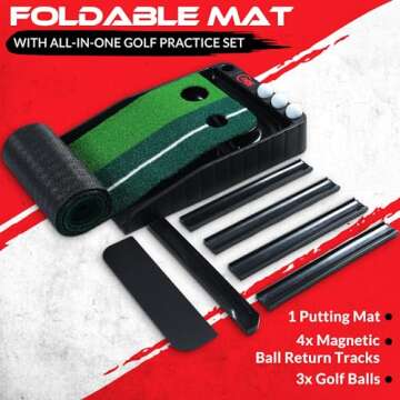 Ace Drive Golf Putting Green Indoor with Auto Ball Return-10ft Indoor Putting Mat with 3 Golf Balls & Premium Velvet Dual Tone Grass-Perfect Golf Gift & Practice Equipment for Home and Outdoor Fun