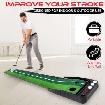 Ace Drive Golf Putting Green Indoor with Auto Ball Return-10ft Indoor Putting Mat with 3 Golf Balls & Premium Velvet Dual Tone Grass-Perfect Golf Gift & Practice Equipment for Home and Outdoor Fun
