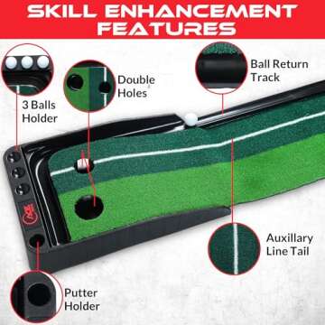Ace Drive Golf Putting Green Indoor with Auto Ball Return-10ft Indoor Putting Mat with 3 Golf Balls & Premium Velvet Dual Tone Grass-Perfect Golf Gift & Practice Equipment for Home and Outdoor Fun