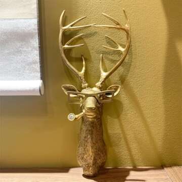 Animal Heads Wall Decor, Faux Deer Head Mount, Animal Sculptures Wall Decor, Resin Animal Head Wall ...