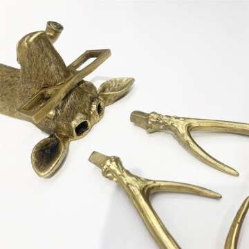 Animal Heads Wall Decor, Faux Deer Head Mount, Animal Sculptures Wall Decor, Resin Animal Head Wall Hanging Decoration for Living Room Bedroom Kitchen Gift,Deer