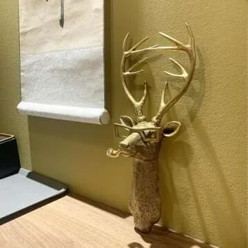 Animal Heads Wall Decor, Faux Deer Head Mount, Animal Sculptures Wall Decor, Resin Animal Head Wall Hanging Decoration for Living Room Bedroom Kitchen Gift,Deer