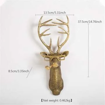 Animal Heads Wall Decor, Faux Deer Head Mount, Animal Sculptures Wall Decor, Resin Animal Head Wall Hanging Decoration for Living Room Bedroom Kitchen Gift,Deer