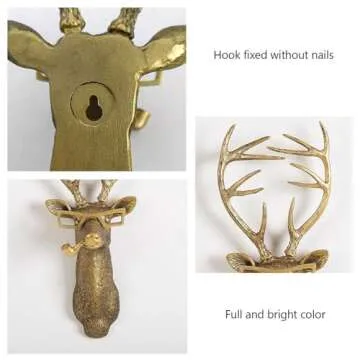 Animal Heads Wall Decor, Faux Deer Head Mount, Animal Sculptures Wall Decor, Resin Animal Head Wall Hanging Decoration for Living Room Bedroom Kitchen Gift,Deer