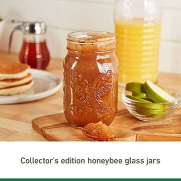 Ball Honeybee Keepsake Mason Jars with Lids and Bands, Regular Mouth, 16 Oz Pint Jars, 6-Pack