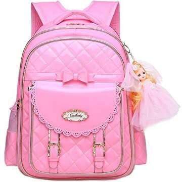 Backpack for Girls, Waterproof Kids Backpacks School Bag Toddler Bookbags Cute Travel Daypack (Large, B-Pink)