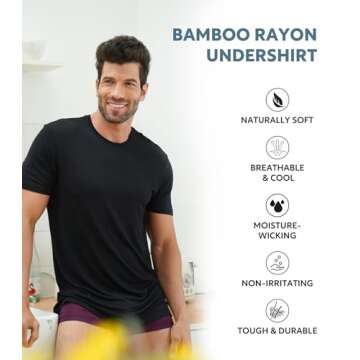 DAVID ARCHY Men's Moisture-Wicking Bamboo Undershirts 3-Pack