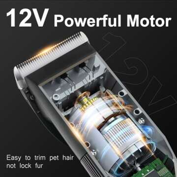 Hansprou Dog Clippers for Grooming, 12V Professional Dog Clippers, Corded Pet Hair Trimmer with Guar...