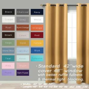 Gold Blackout Curtains for Living Room Set of 2