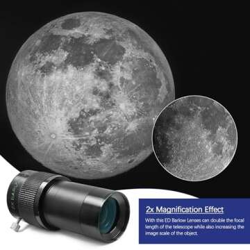 Astromania 2" ED 2X Dual Power Telescope Barlow Lens for Telescopes