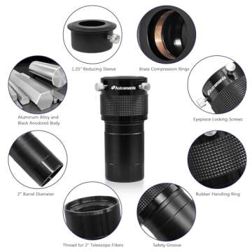 Astromania 2" ED 2X Dual Power Telescope Barlow Lens for Telescopes
