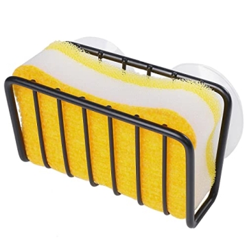 Toplife Rust-Proof Suction Cup Sponge Holder Black