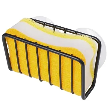 Toplife Rust-Proof Suction Cup Sponge Holder Black