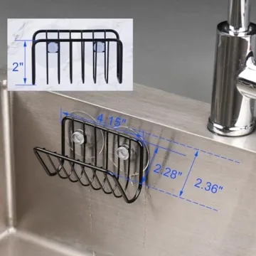 Toplife Rust-Proof Suction Cup Sponge Holder Black