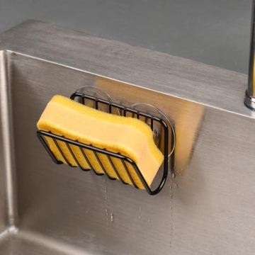 Toplife Rust-Proof Suction Cup Sponge Holder Black
