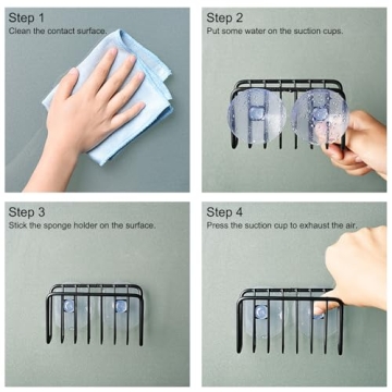 Toplife Rust-Proof Suction Cup Sponge Holder Black