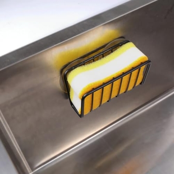 Toplife Rust-Proof Suction Cup Sponge Holder Black