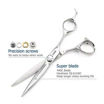 Hair Scissors 6 Inch Barber Scissors Haircut Scissors Japan 440C Steel Barber Shears Hair Cutting Scissors Kinsaro