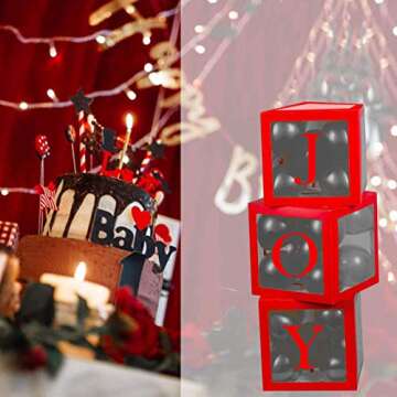 Gichies Red and White Large Transparent Box Balloon Box Letter Box for Baby Shower Decor Wedding Eng...