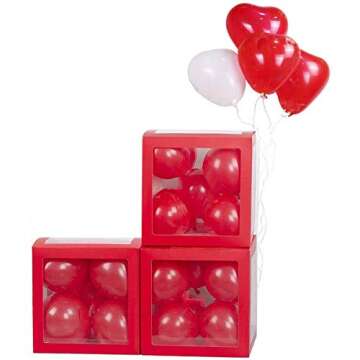 Gichies Red and White Large Transparent Box Balloon Box Letter Box for Baby Shower Decor Wedding Engagement Birthday Graduation Party Decorations Gender Reveal Home Decor(Red Blocks)