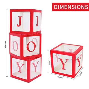 Gichies Red and White Large Transparent Box Balloon Box Letter Box for Baby Shower Decor Wedding Engagement Birthday Graduation Party Decorations Gender Reveal Home Decor(Red Blocks)